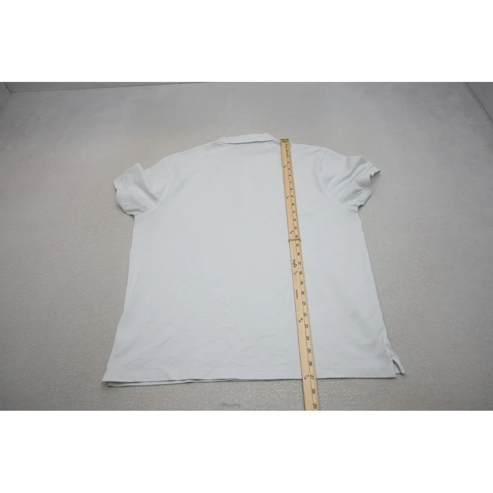 J. Crew Flex Pique Polo Mens XL White Untucked Short Sleeve Stretch Excellent